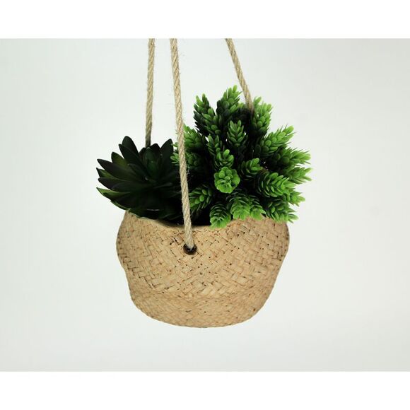 Rope Hanging Cement Planter Succulent Bowl Decorative Flower Pot Home Decor - Picture 2 of 3